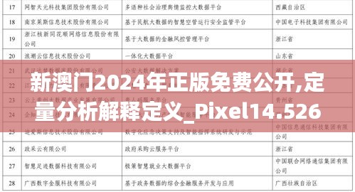 新澳门2024年正版免费公开,定量分析解释定义_Pixel14.526