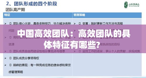 中国高效团队：高效团队的具体特征有哪些? 