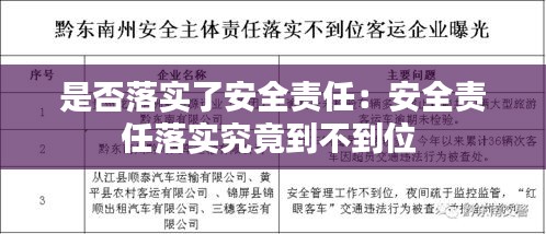 是否落实了安全责任：安全责任落实究竟到不到位 