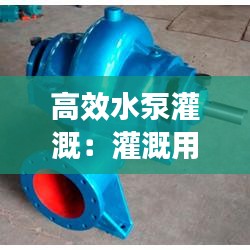 高效水泵灌溉：灌溉用水泵的种类 