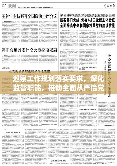 巡察工作规划落实要求，深化监督职能，推动全面从严治党落地生根