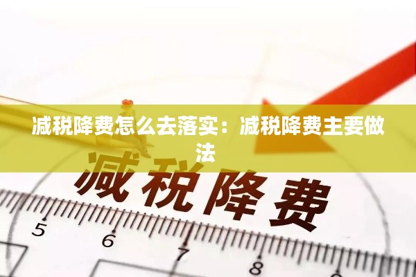 减税降费怎么去落实：减税降费主要做法 
