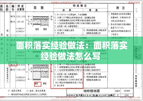 面积落实经验做法：面积落实经验做法怎么写 