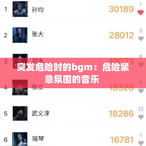突发危险时的bgm：危险紧急氛围的音乐 