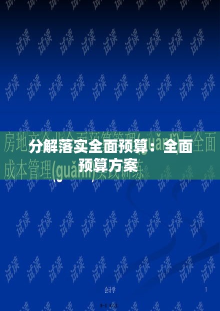 分解落实全面预算：全面预算方案 