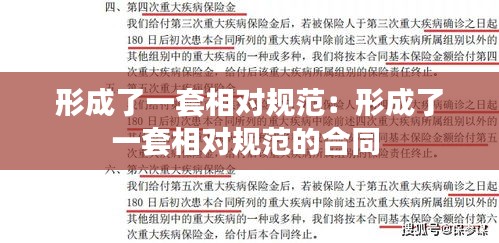 形成了一套相对规范：形成了一套相对规范的合同 