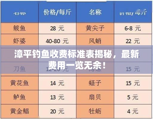 漳平钓鱼收费标准表揭秘，最新费用一览无余！