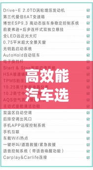 高效能汽车选择指南，提升效率的关键要素揭秘