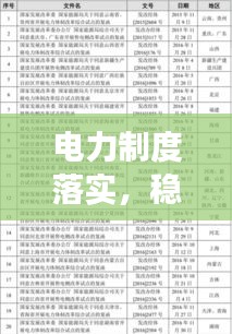 电力制度落实，稳健发展电力产业的坚实基石
