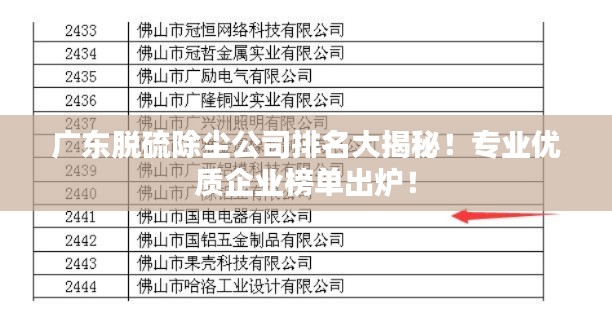 广东脱硫除尘公司排名大揭秘！专业优质企业榜单出炉！