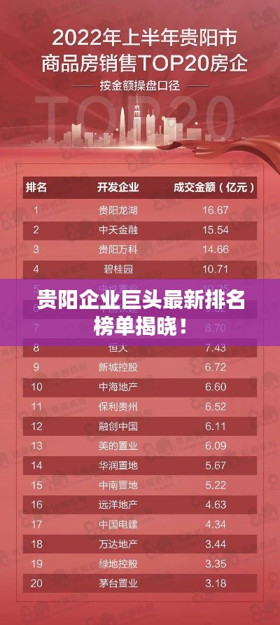 贵阳企业巨头最新排名榜单揭晓！