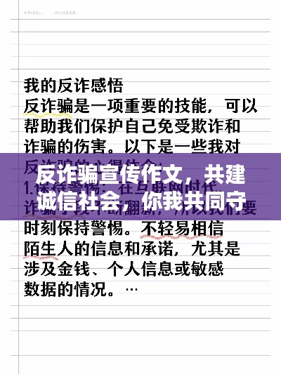 反诈骗宣传作文，共建诚信社会，你我共同守护