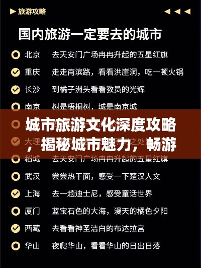 城市旅游文化深度攻略，揭秘城市魅力，畅游文旅胜地