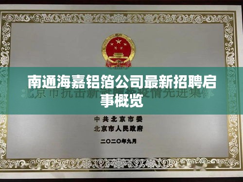 南通海嘉铝箔公司最新招聘启事概览